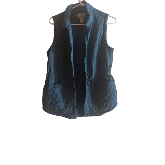 Blue Mountain Womens Quilted Vest S With Zip Front & Pockets Polyester Blue - Picture 1 of 5
